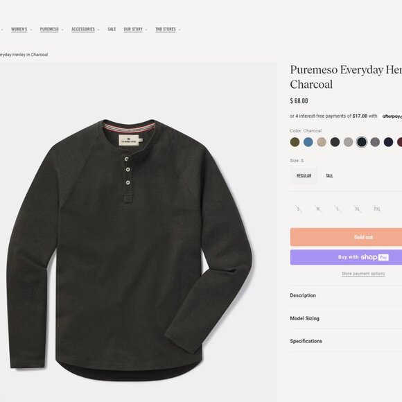 Charcoal The Normal Brand LS Henley - Picture 1 of 4